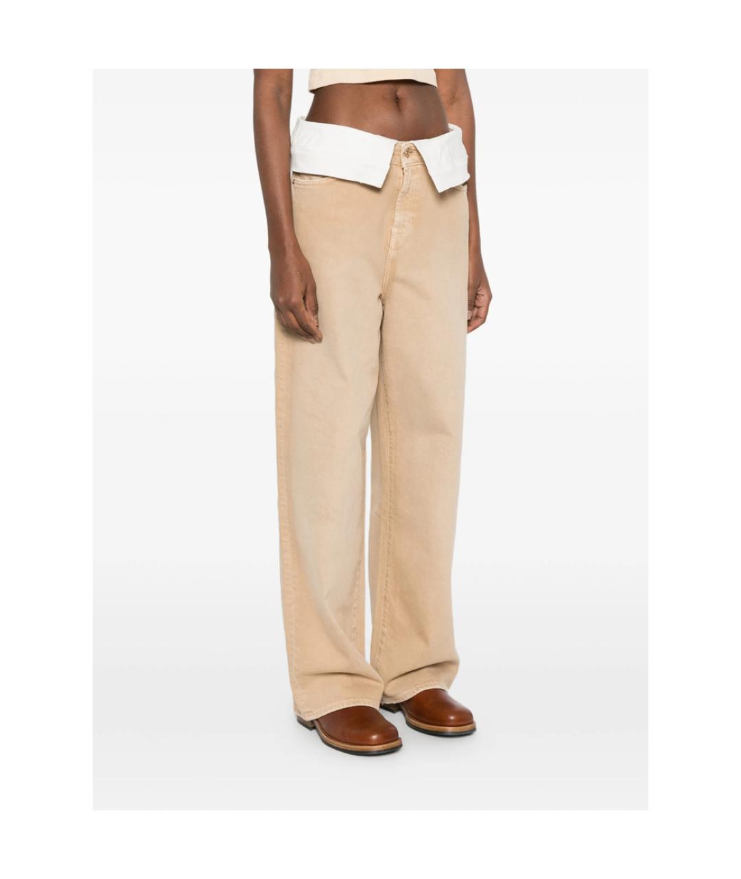 7 FOR ALL MANKIND Бежевые хлопковые прямые джинсы, фото 4