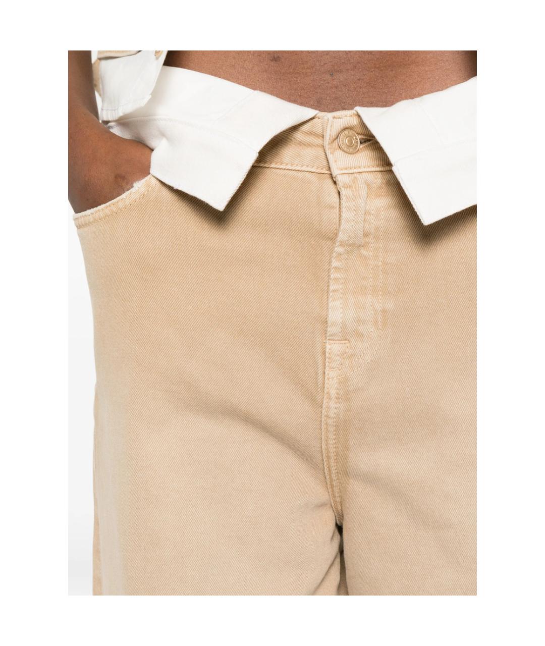 7 FOR ALL MANKIND Бежевые хлопковые прямые джинсы, фото 2