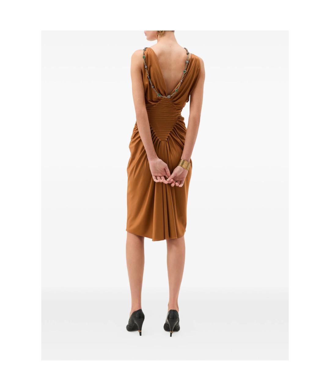 VERSACE Коричневое вискозное коктейльное платье, фото 3