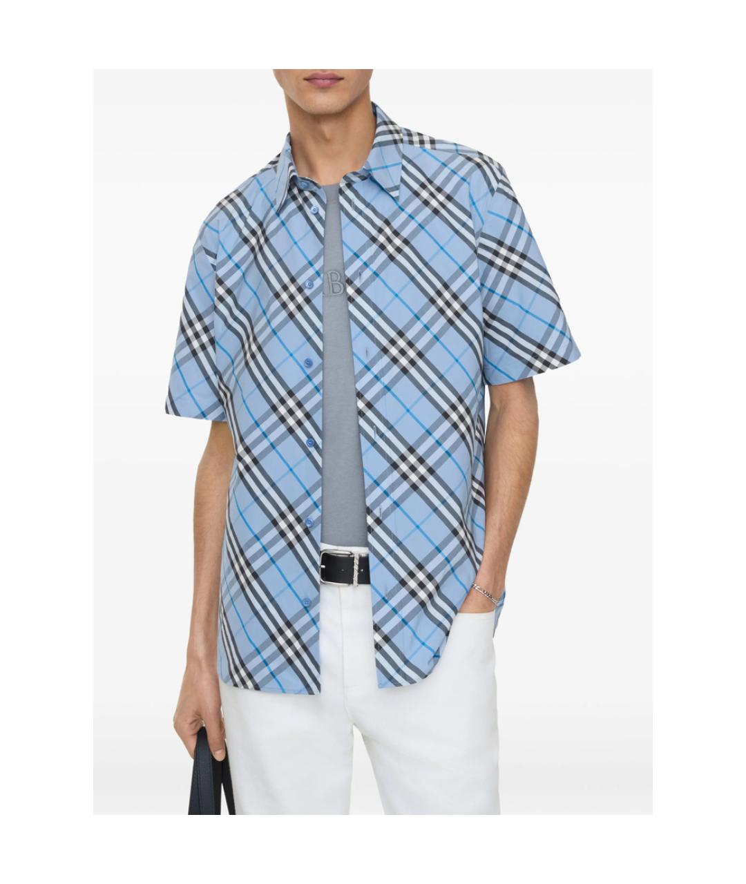 BURBERRY Синяя хлопковая классическая рубашка, фото 2