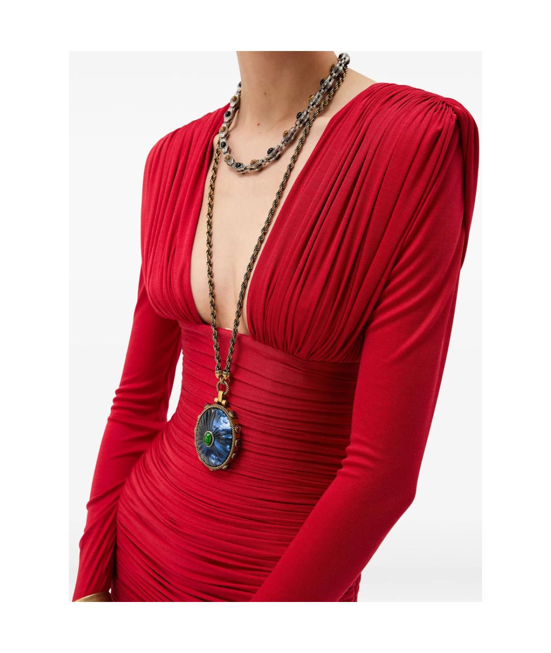 VERSACE Красное вискозное коктейльное платье, фото 2