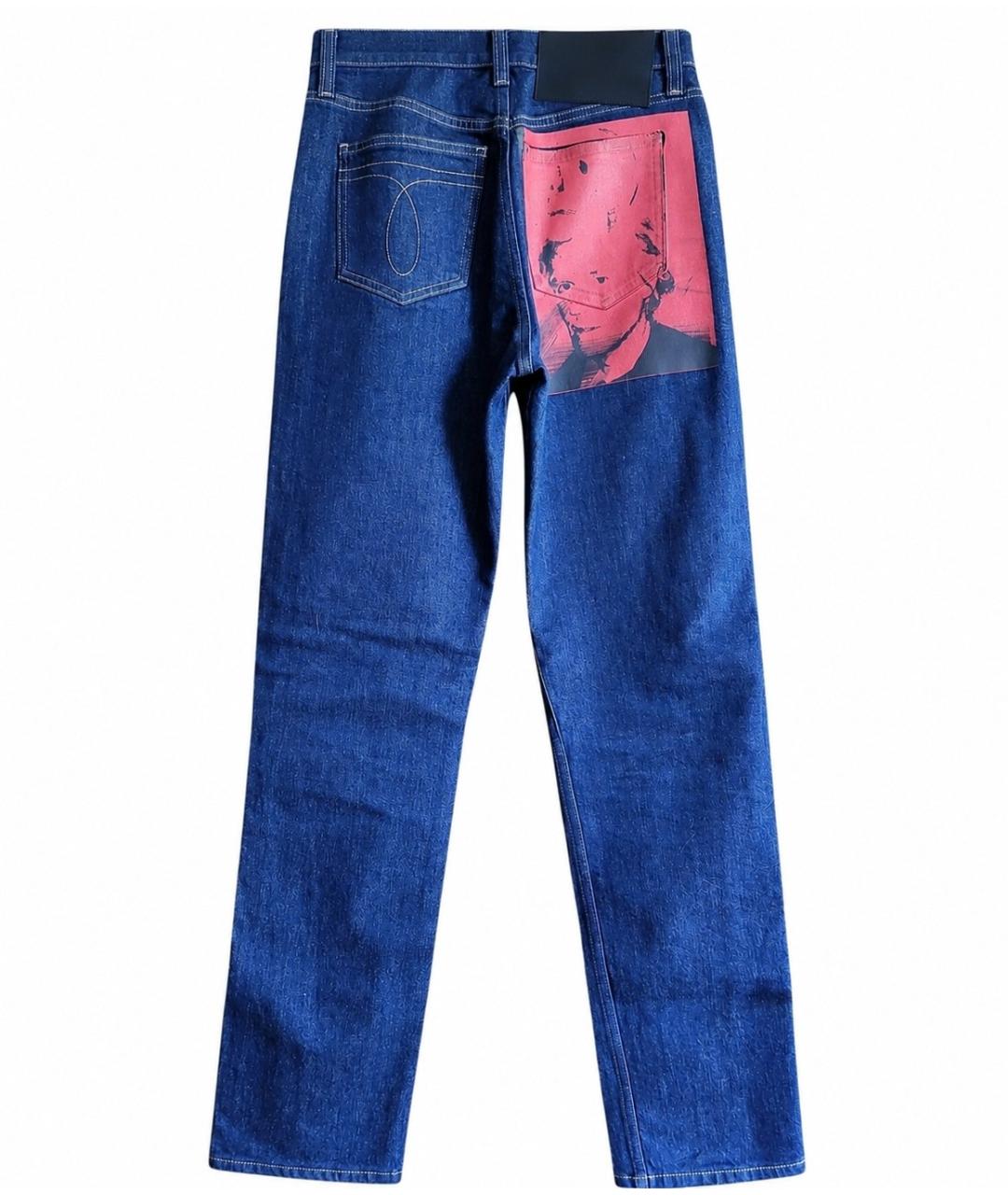 CALVIN KLEIN Синие хлопко-эластановые прямые джинсы, фото 1