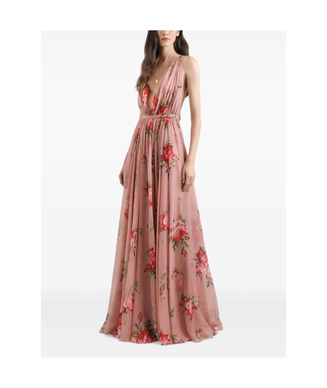 DOLCE&GABBANA Розовое шелковое платье, фото 3