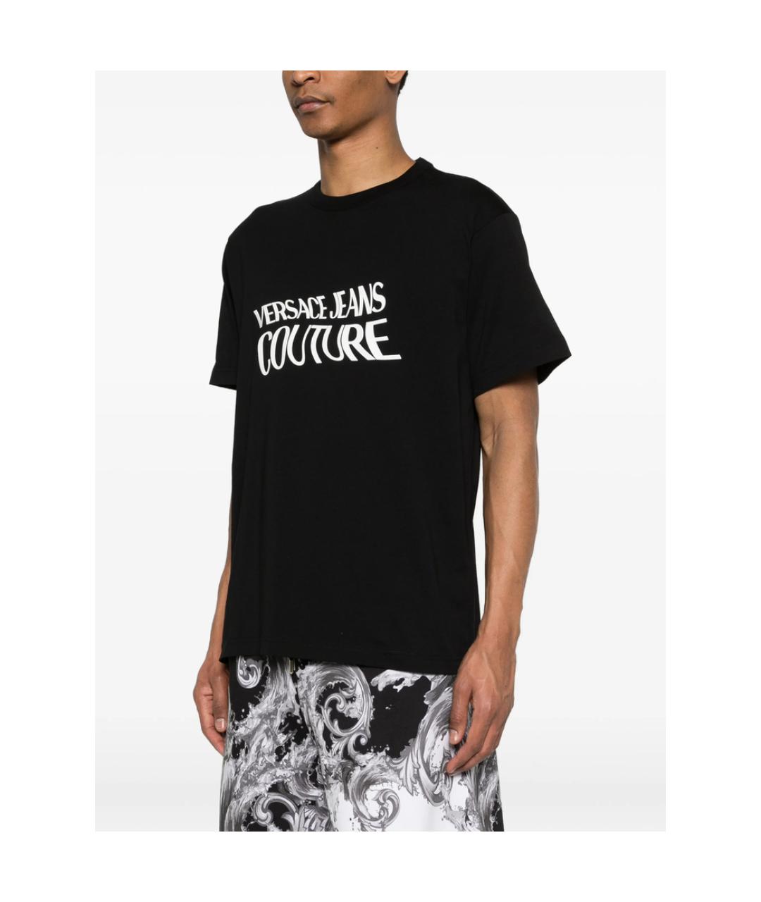VERSACE JEANS COUTURE Черная хлопковая футболка, фото 2