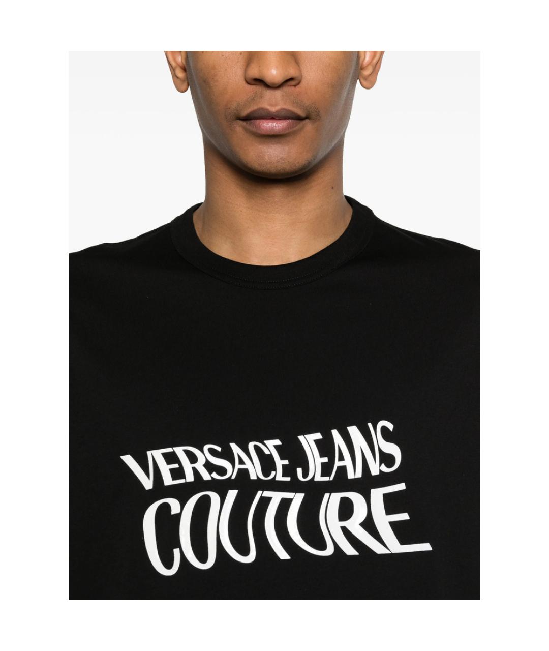 VERSACE JEANS COUTURE Черная хлопковая футболка, фото 3