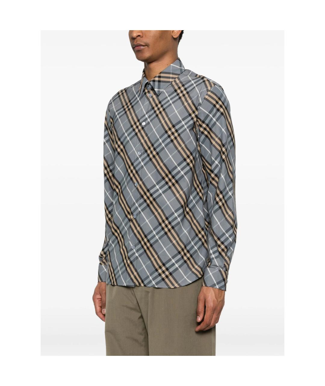 BURBERRY Серая хлопковая классическая рубашка, фото 2