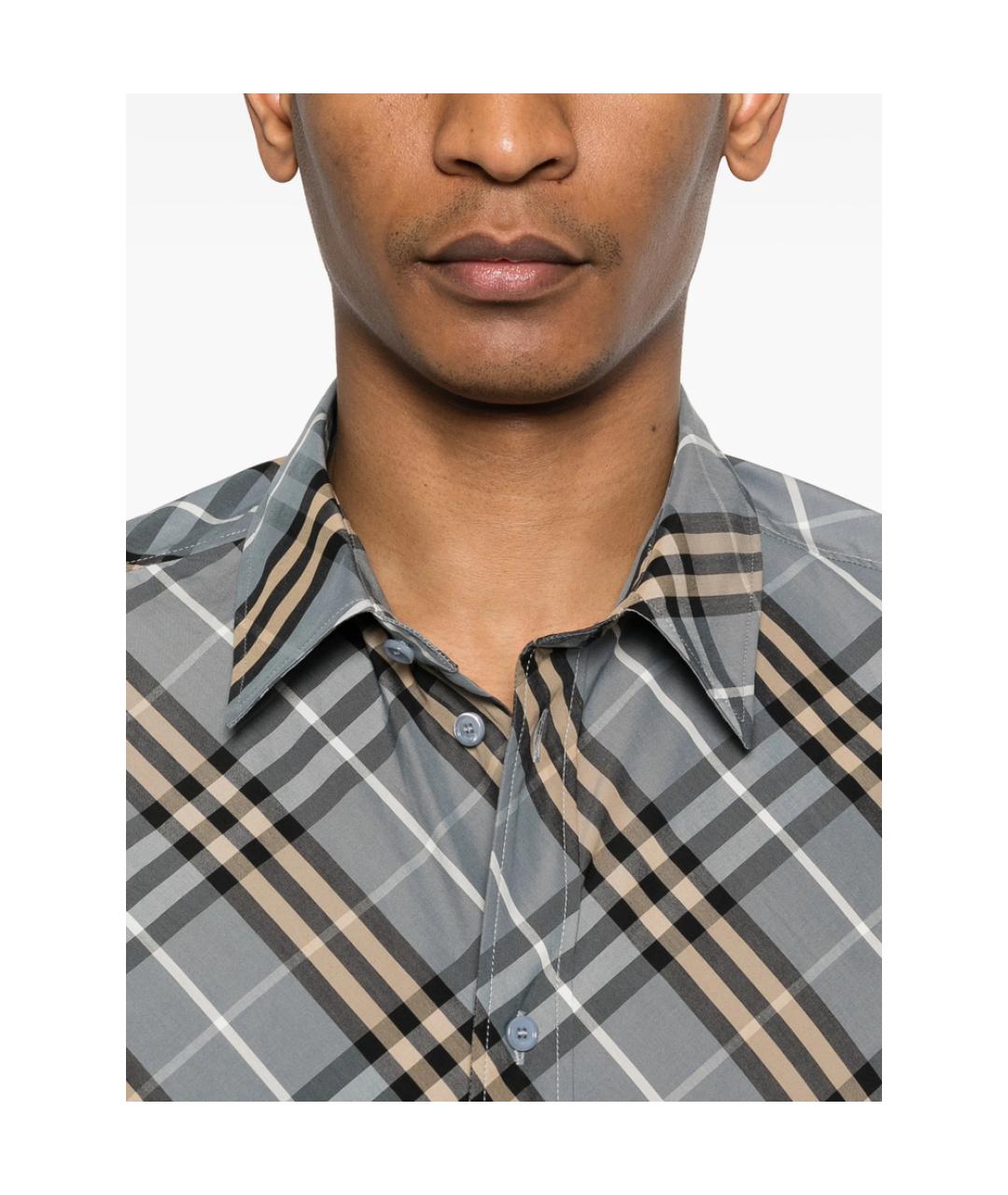 BURBERRY Серая хлопковая классическая рубашка, фото 5