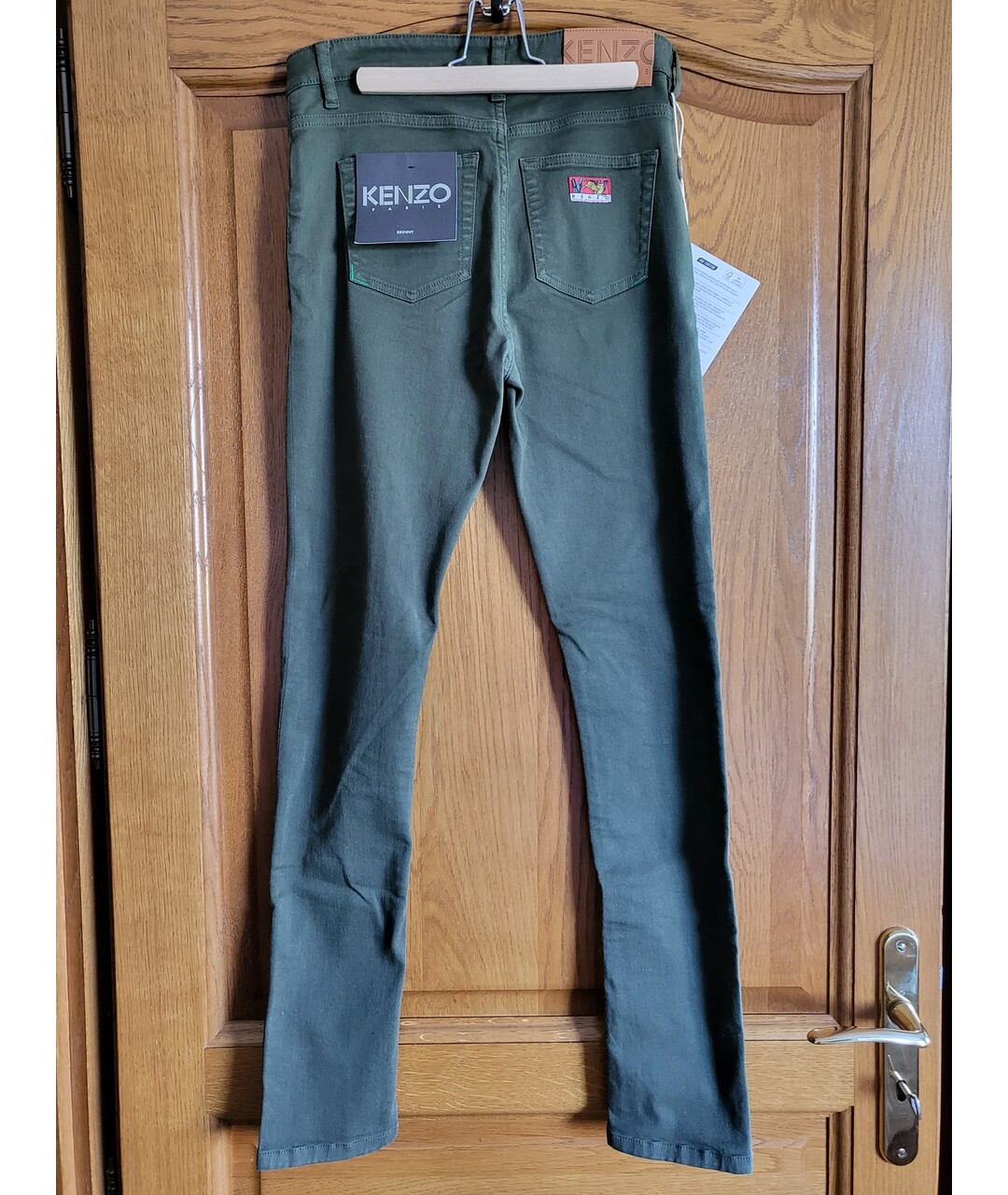 KENZO Хаки хлопко-эластановые джинсы слим, фото 5