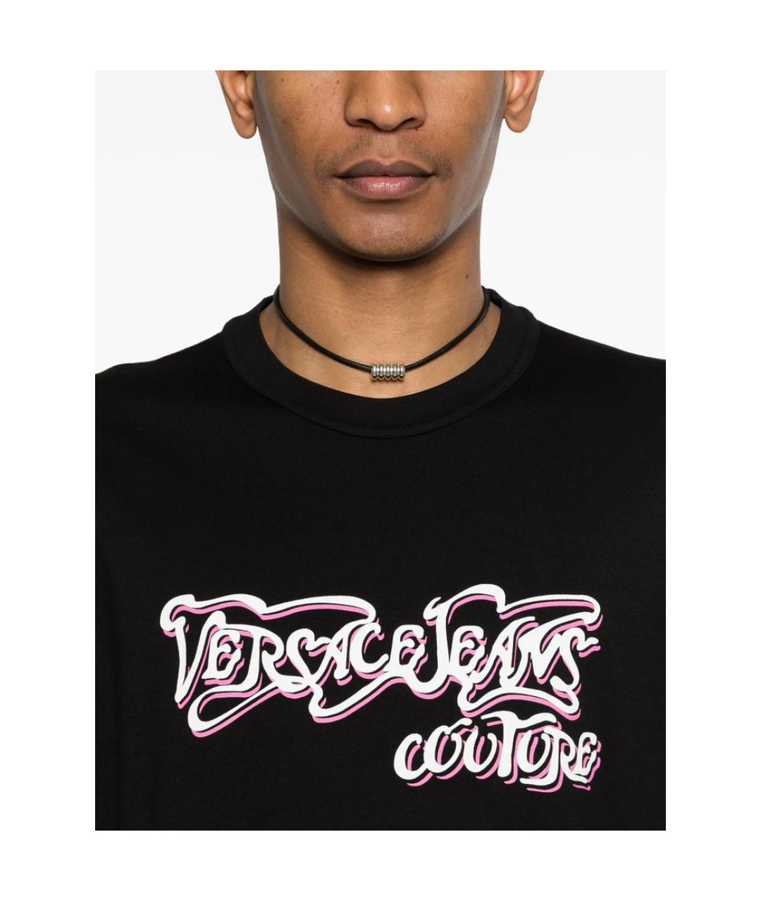 VERSACE JEANS COUTURE Черная хлопковая футболка, фото 5