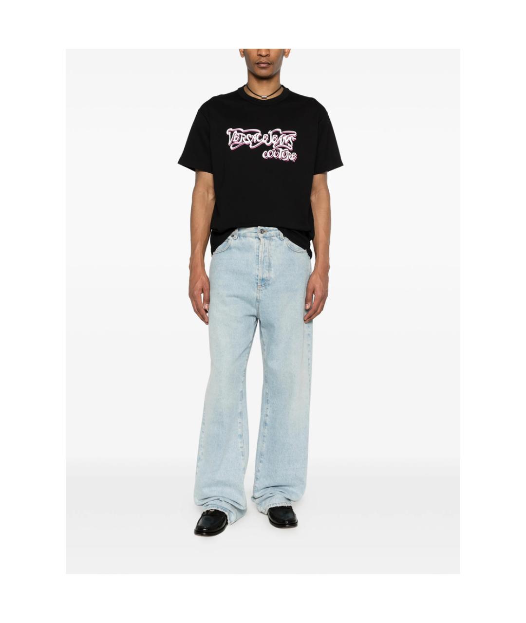 VERSACE JEANS COUTURE Черная хлопковая футболка, фото 3