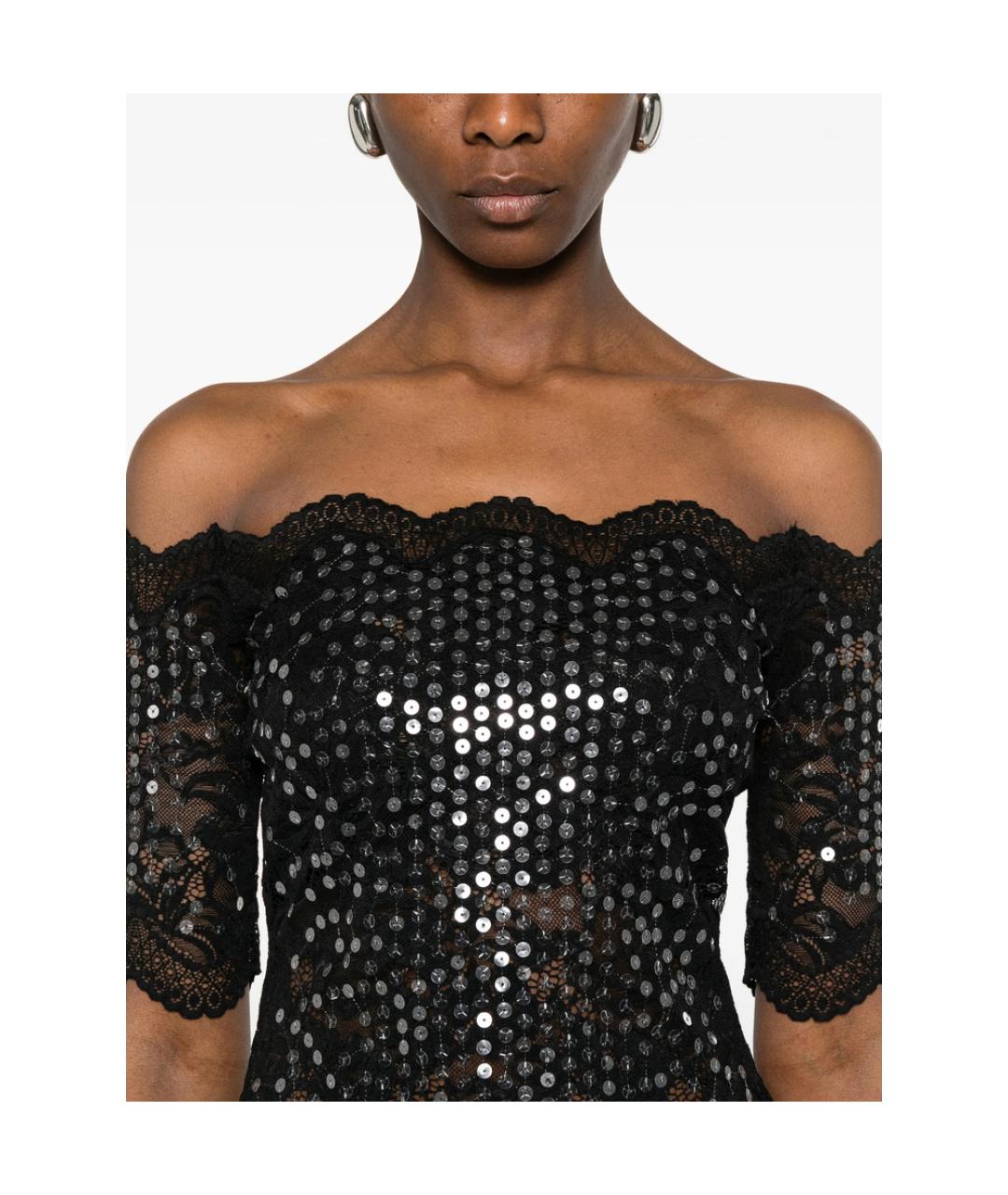 PACO RABANNE Черная полиамидовая футболка, фото 2