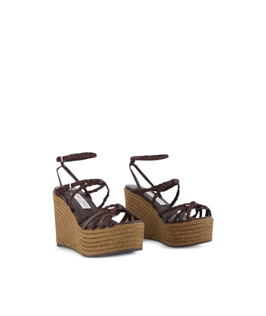 JIMMY CHOO Коричневые замшевые босоножки, фото 2