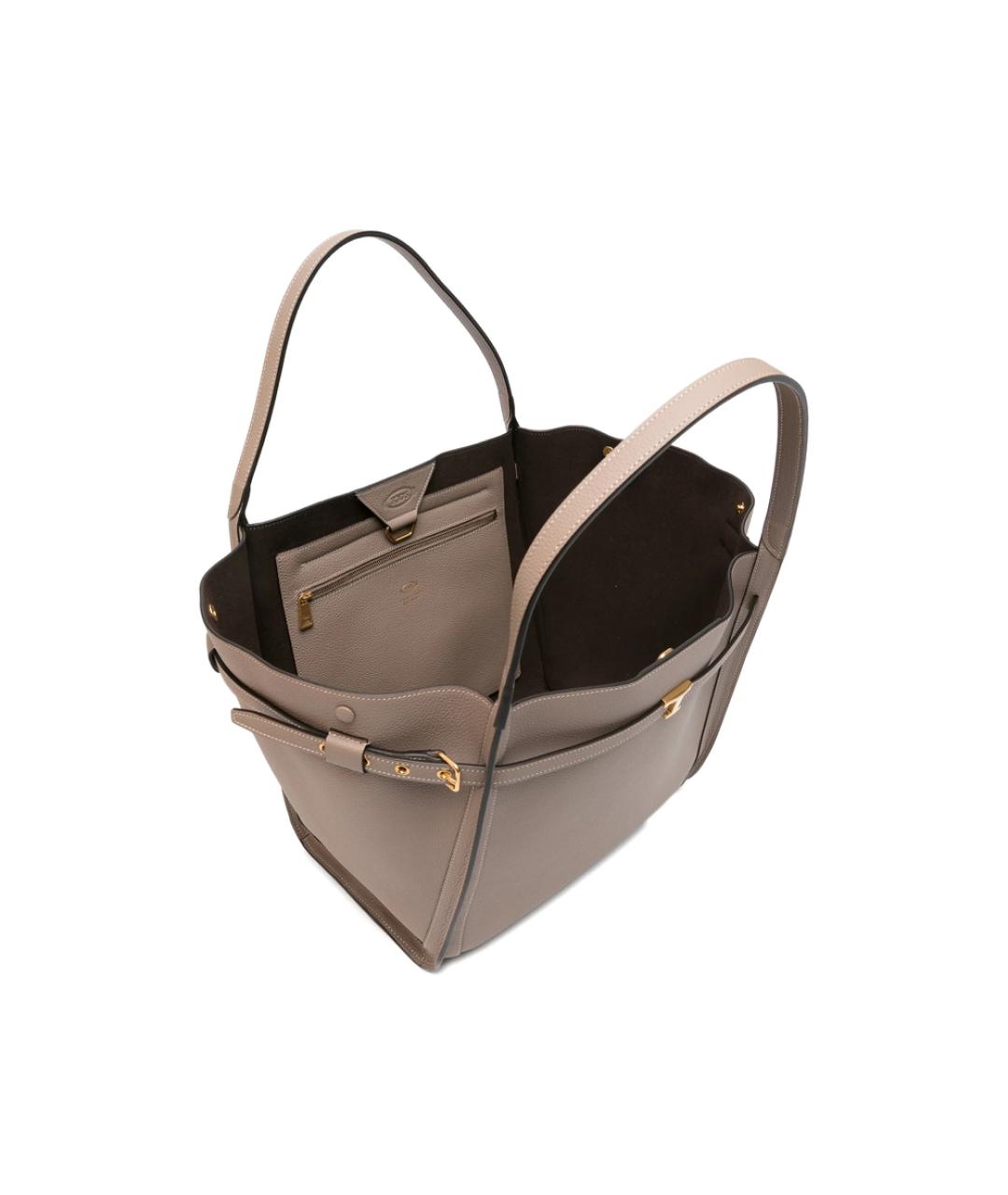TOD'S Серая кожаная сумка тоут, фото 2