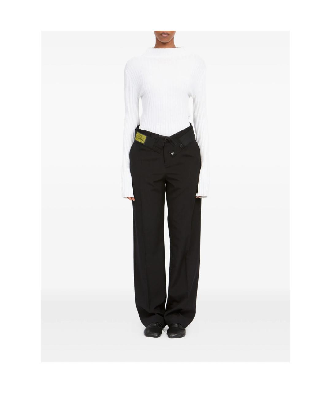 MM6 MAISON MARGIELA Черные полиэстеровые прямые брюки, фото 3