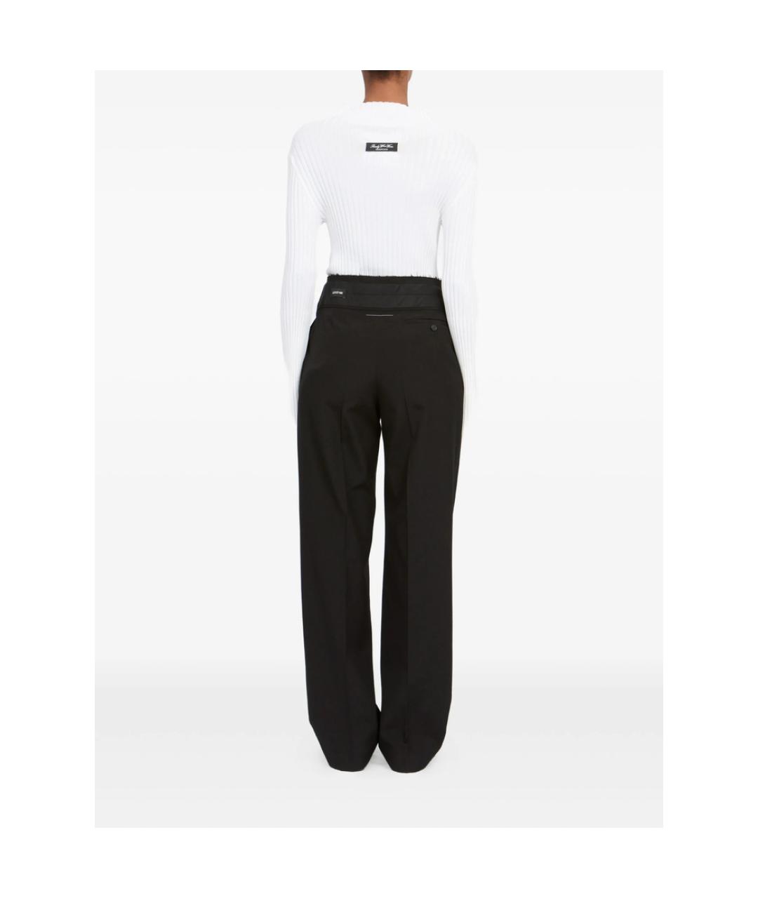 MM6 MAISON MARGIELA Черные полиэстеровые прямые брюки, фото 5