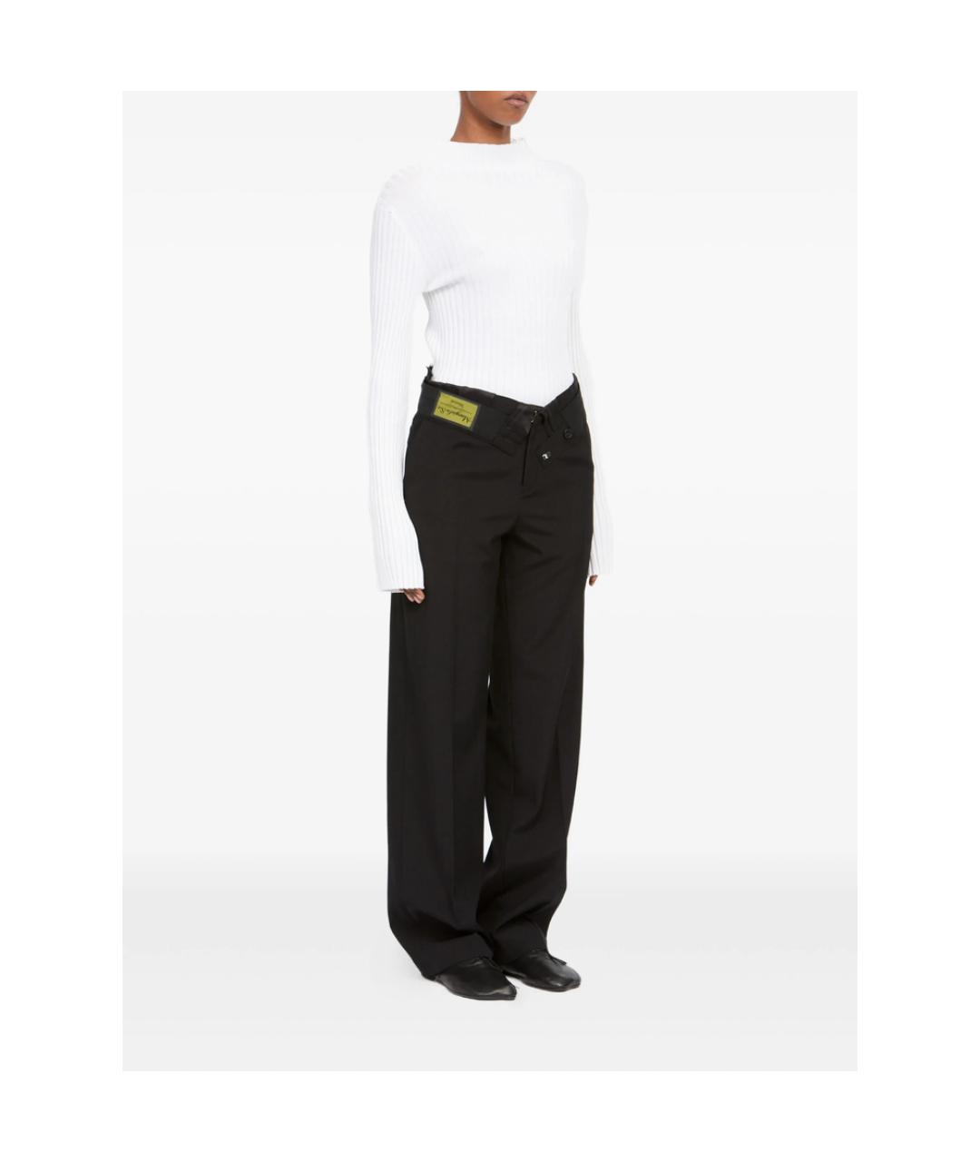 MM6 MAISON MARGIELA Черные полиэстеровые прямые брюки, фото 2