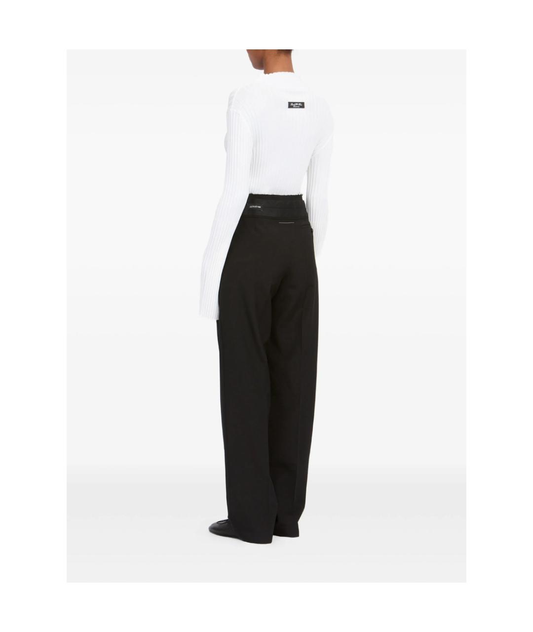 MM6 MAISON MARGIELA Черные полиэстеровые прямые брюки, фото 4