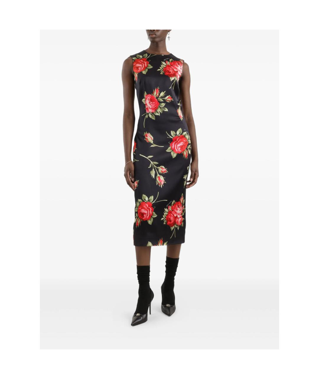 DOLCE&GABBANA Черное полиэстеровое коктейльное платье, фото 4