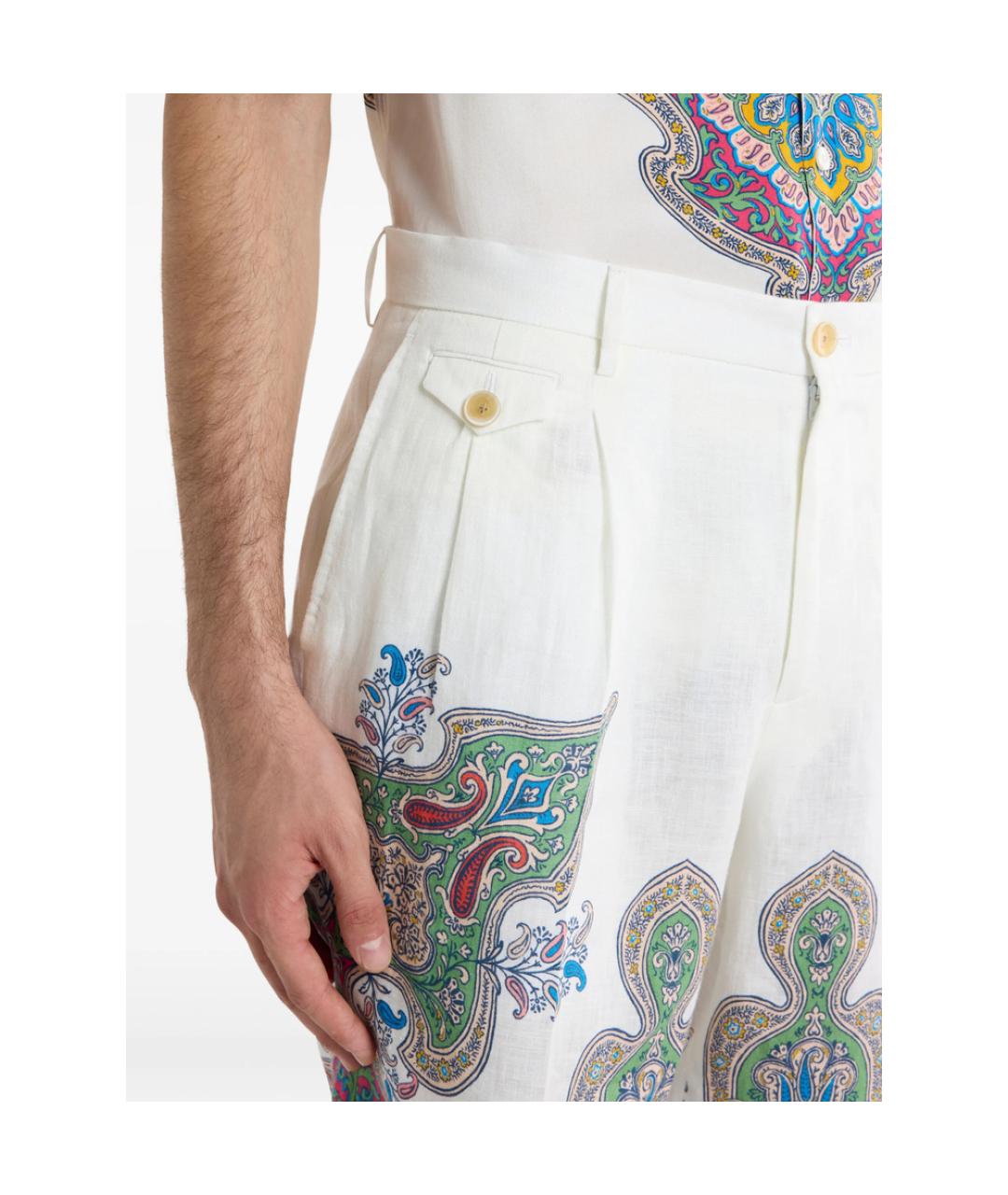 ETRO Белые льняные шорты, фото 3