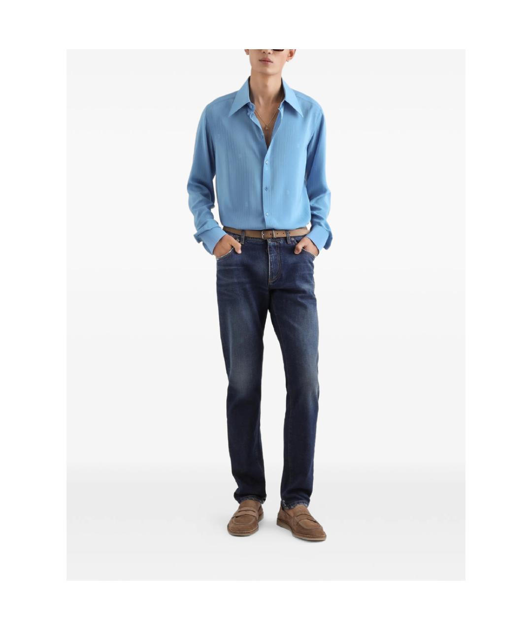 DOLCE&GABBANA Синие хлопковые прямые джинсы, фото 3