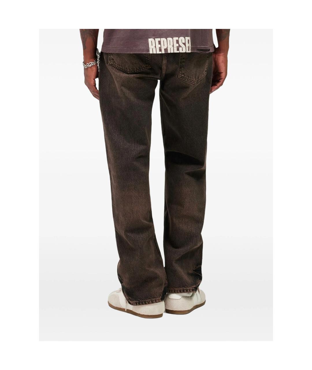 REPRESENT Коричневые хлопковые прямые джинсы, фото 3