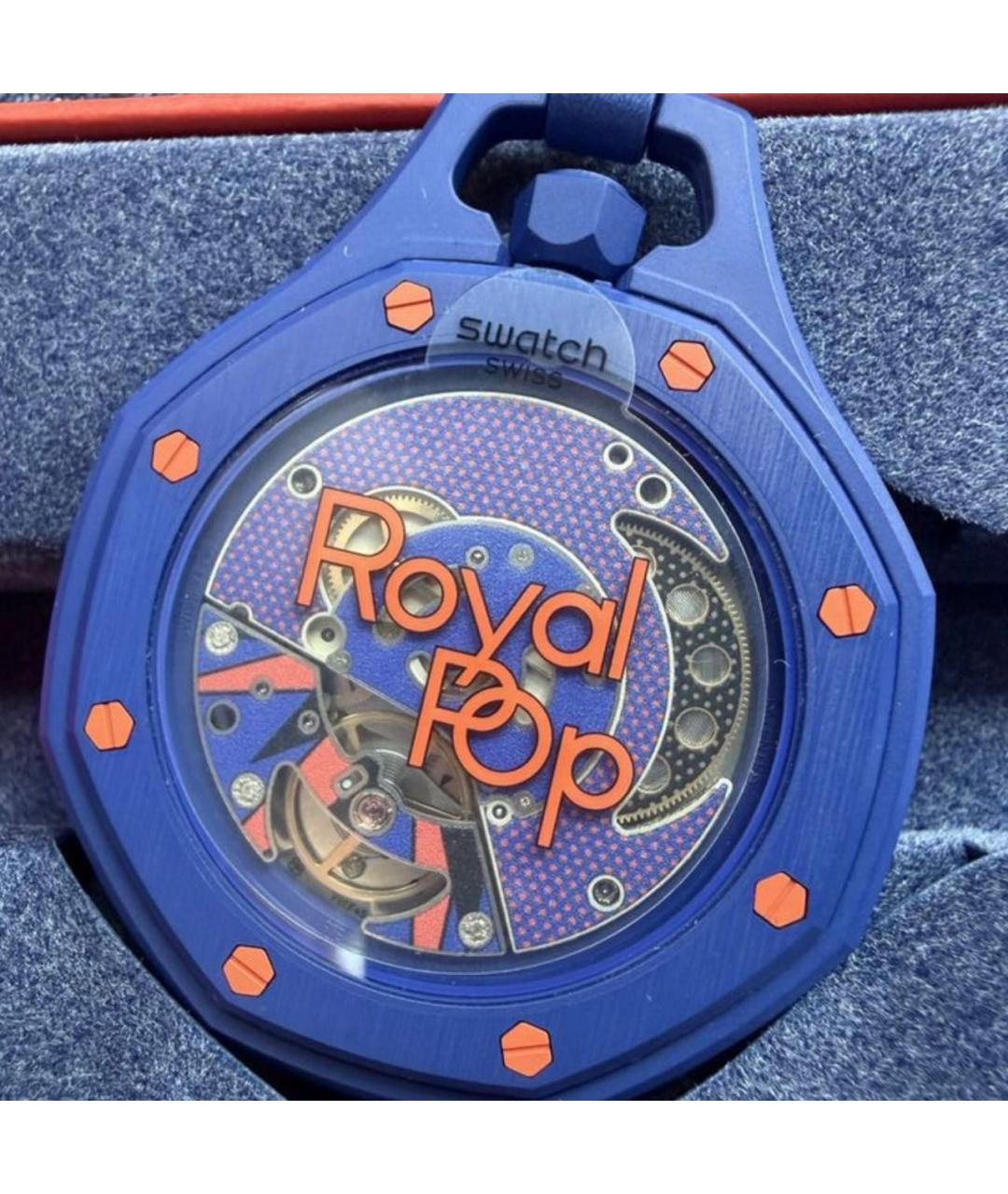 Swatch Темно-синие керамические часы, фото 3
