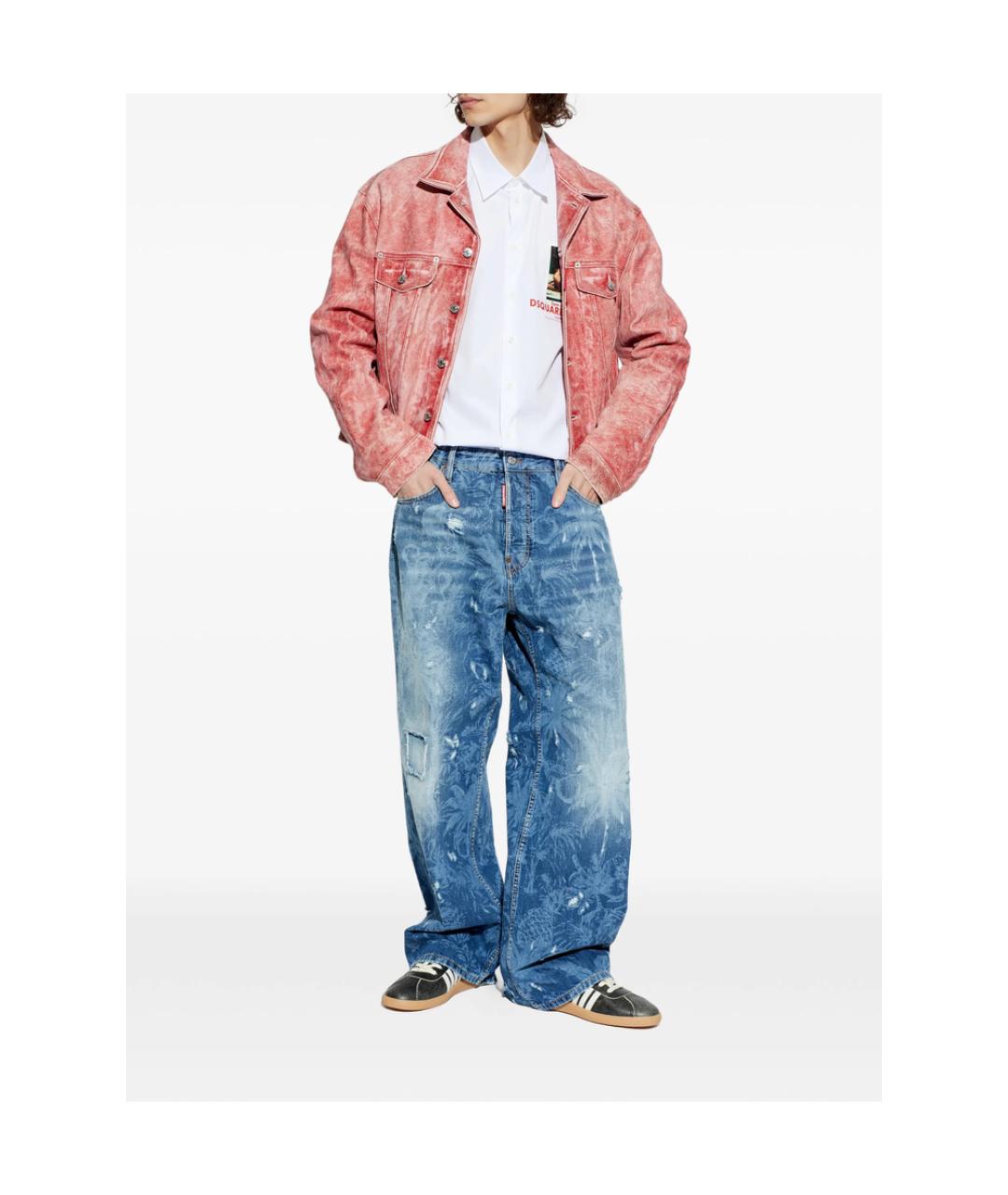 DSQUARED2 Голубые хлопковые прямые джинсы, фото 4