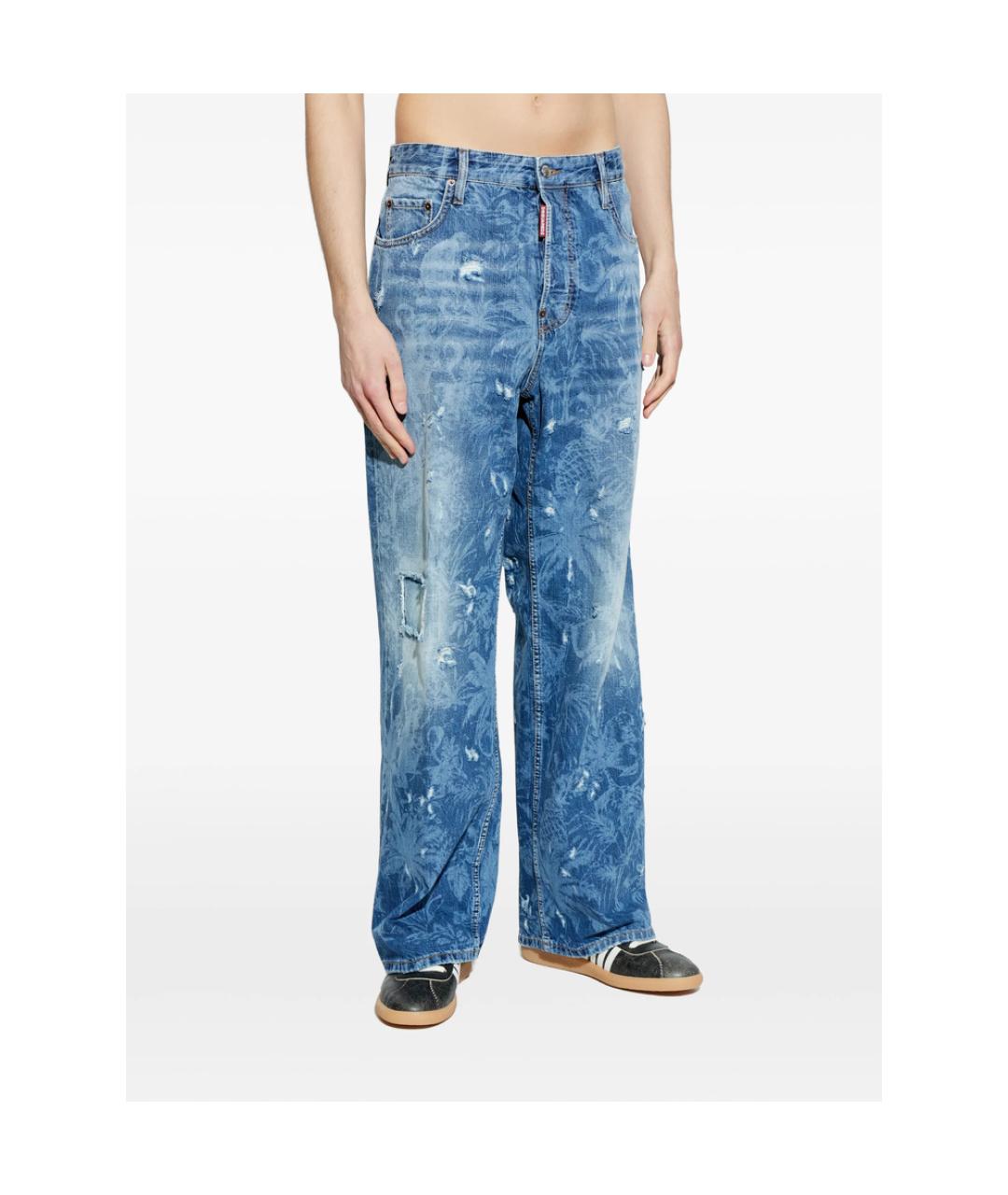 DSQUARED2 Голубые хлопковые прямые джинсы, фото 2