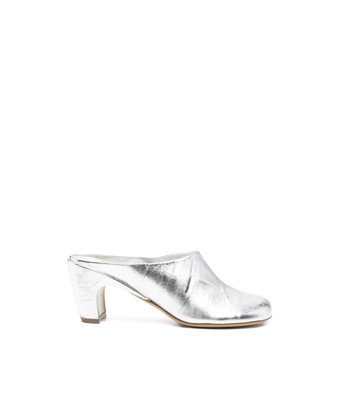 DRIES VAN NOTEN Серебряные кожаные мюли, фото 1