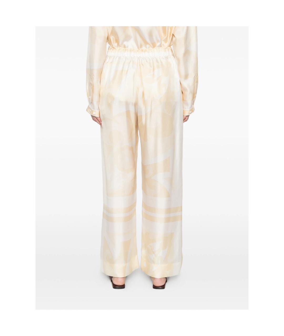 Carven Бежевые шелковые брюки широкие, фото 3