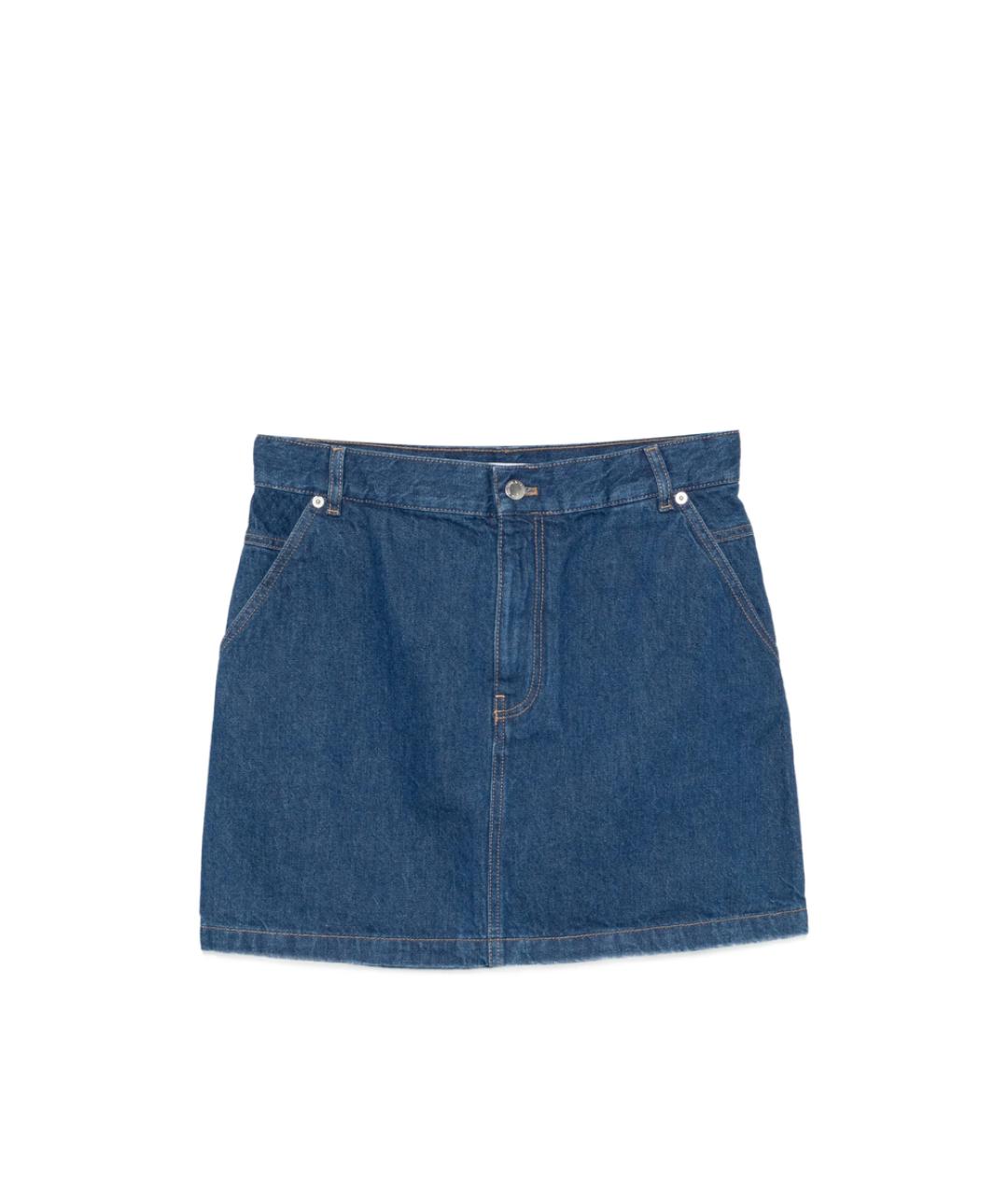 MAISON KITSUNE Синяя хлопковая юбка мини, фото 6