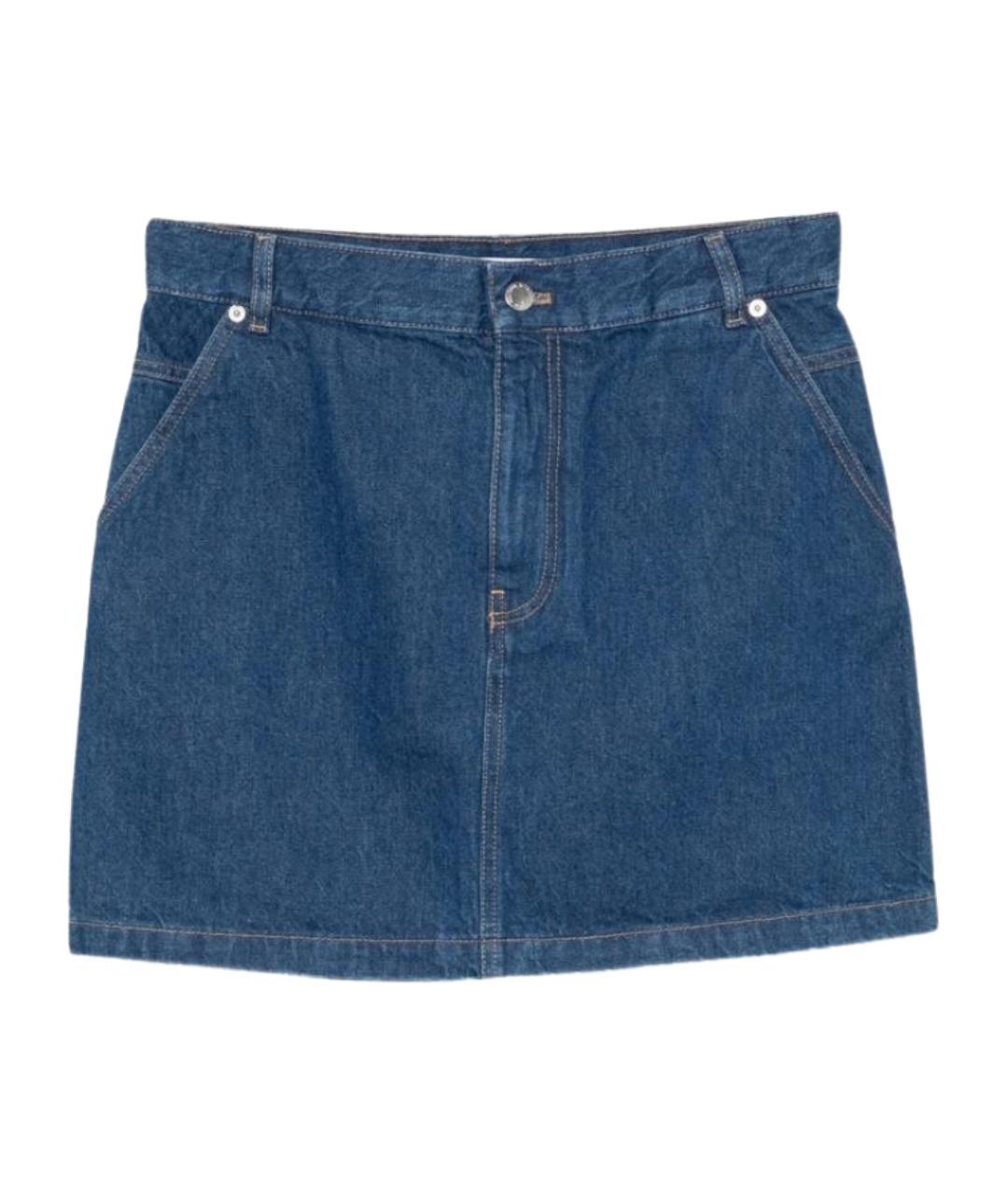 MAISON KITSUNE Синяя хлопковая юбка мини, фото 1