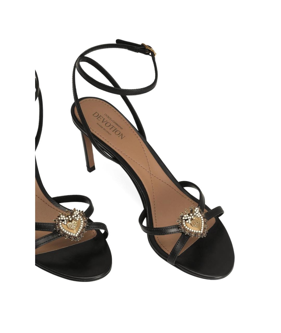 DOLCE&GABBANA Черные кожаные босоножки, фото 3