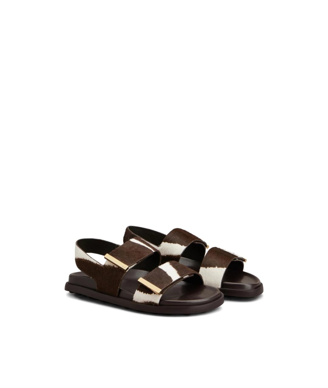 TOD'S Коричневые кожаные босоножки, фото 3