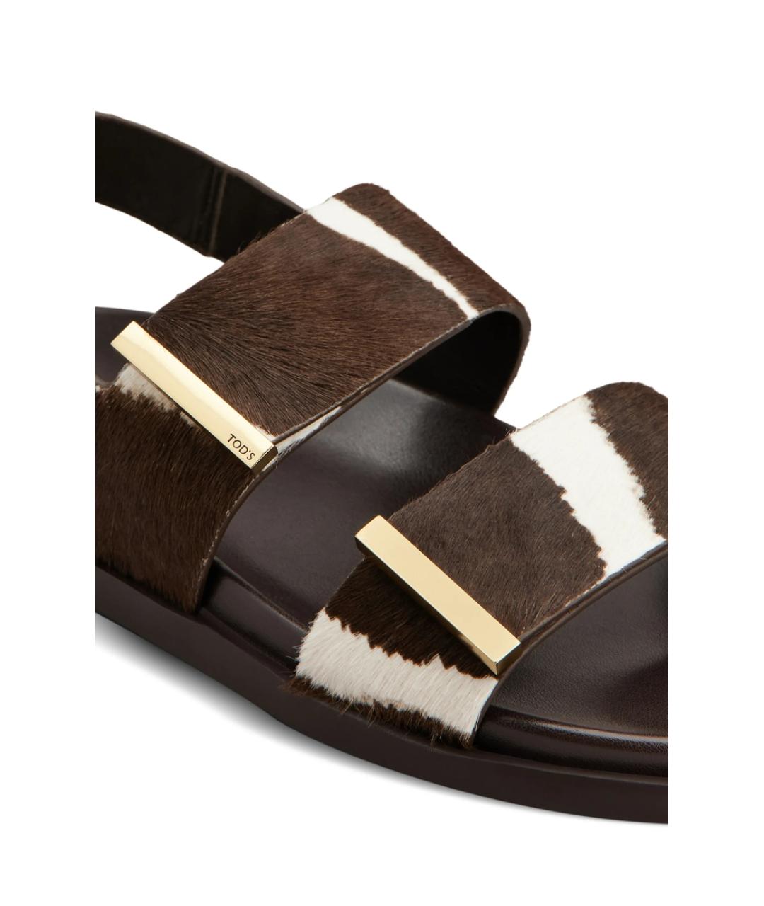 TOD'S Коричневые кожаные босоножки, фото 5