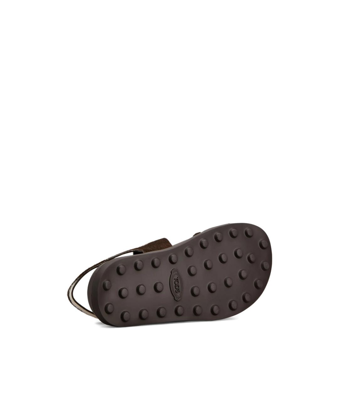 TOD'S Коричневые кожаные босоножки, фото 4