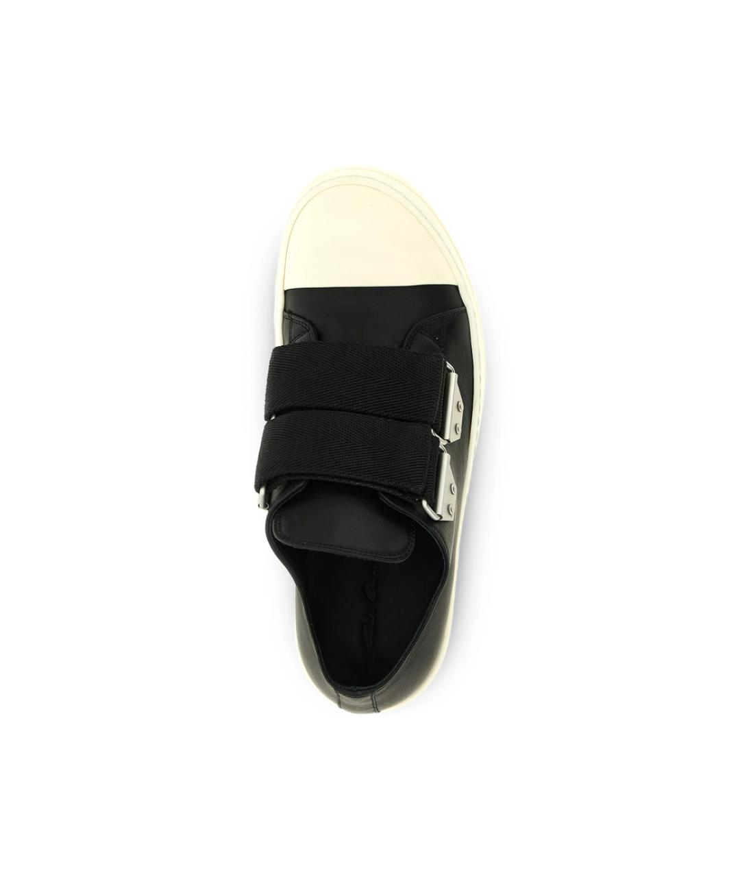 RICK OWENS Черные кожаные низкие кроссовки / кеды, фото 2