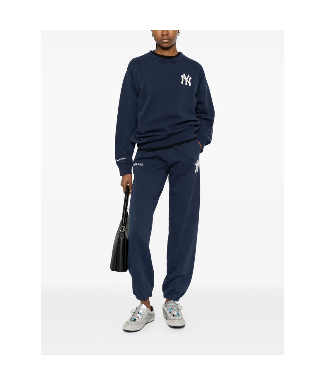 SPORTY AND RICH Синие хлопковые спортивные брюки и шорты, фото 5