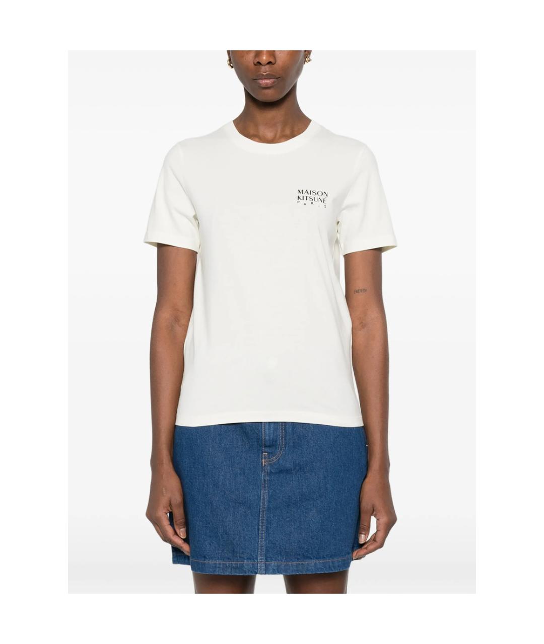 MAISON KITSUNE Белая хлопковая футболка, фото 5