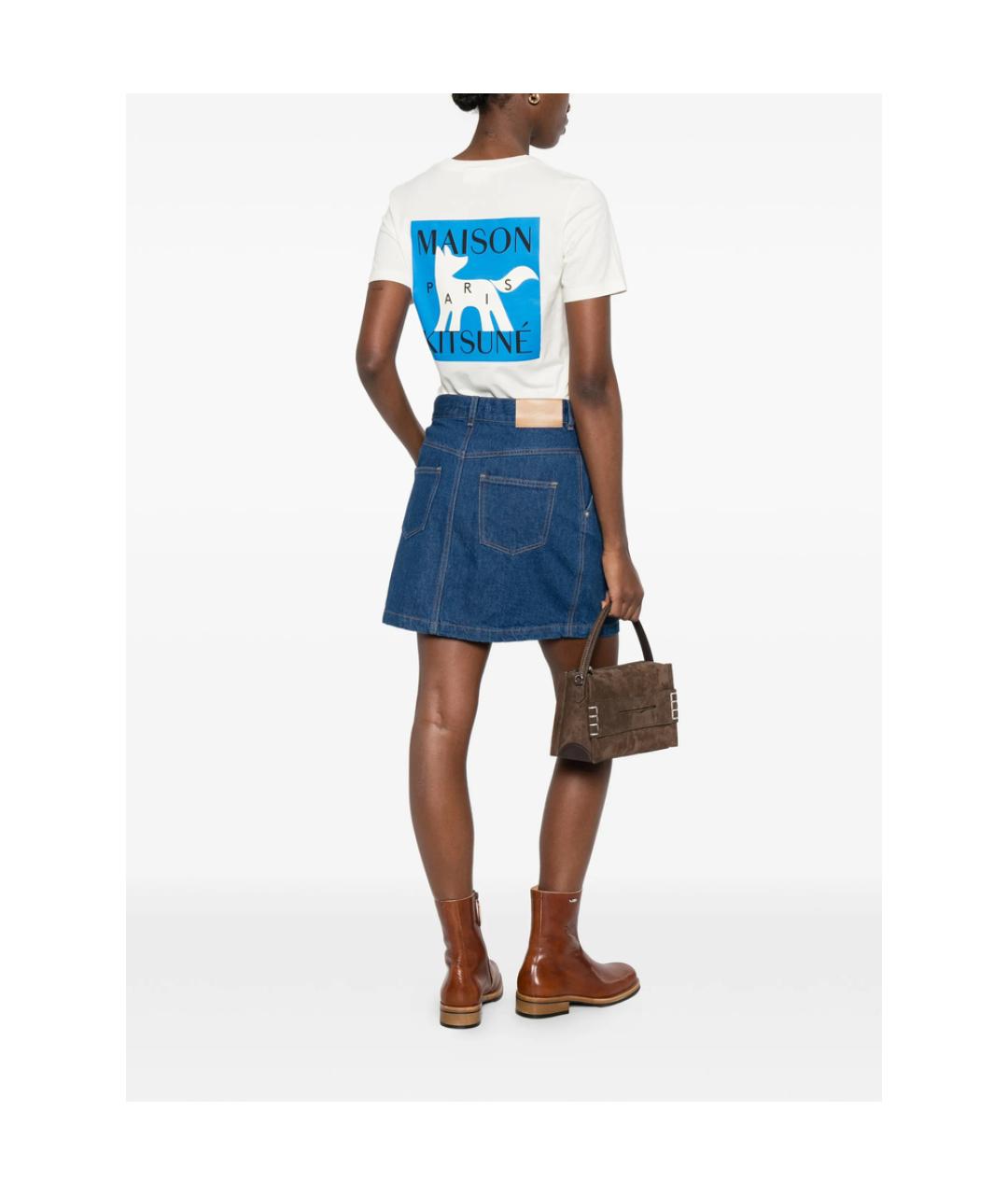 MAISON KITSUNE Белая хлопковая футболка, фото 3