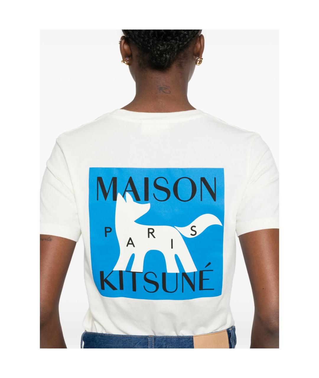 MAISON KITSUNE Белая хлопковая футболка, фото 4