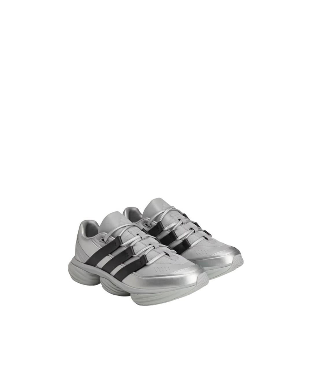 ADIDAS Серебряные кожаные низкие кроссовки / кеды, фото 4