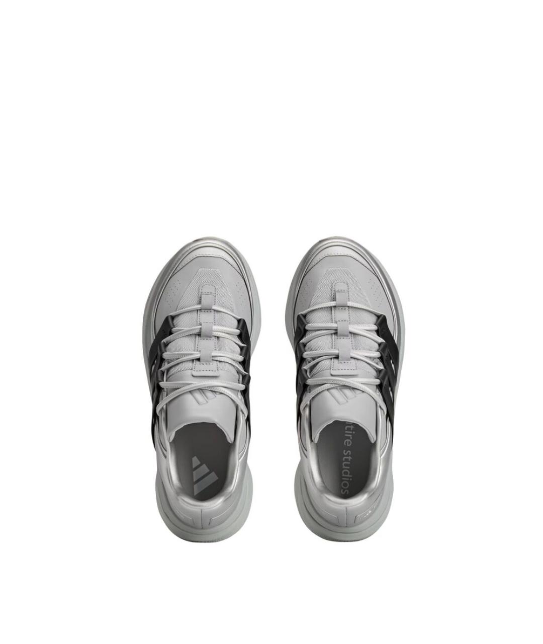 ADIDAS Серебряные кожаные низкие кроссовки / кеды, фото 2