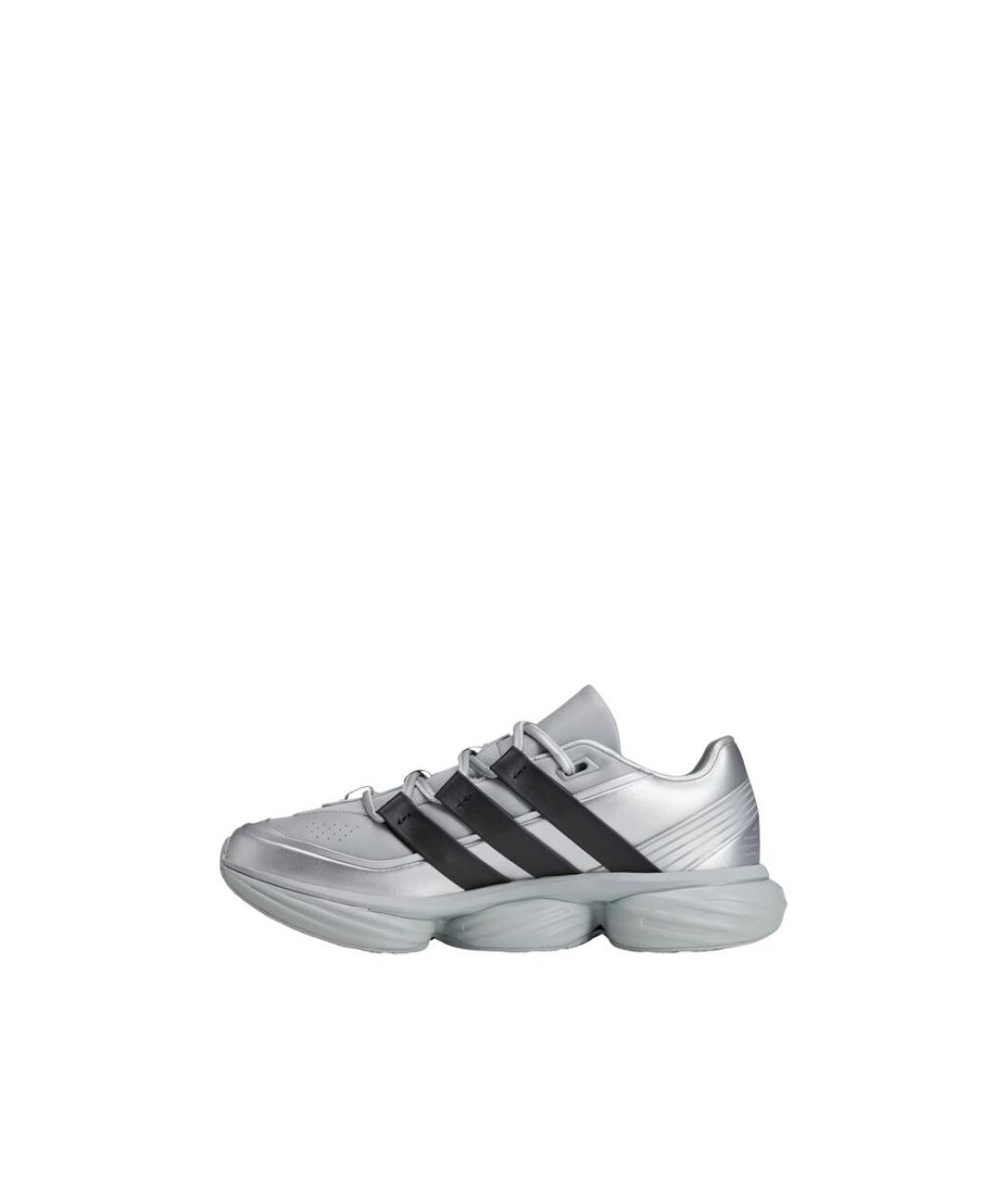 ADIDAS Серебряные кожаные низкие кроссовки / кеды, фото 3