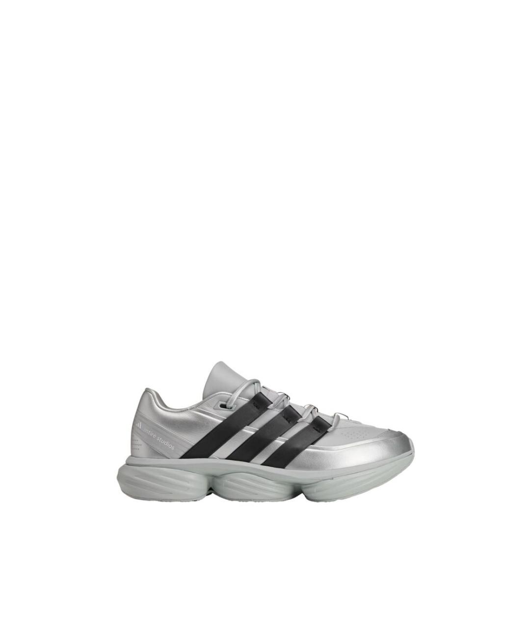 ADIDAS Серебряные кожаные низкие кроссовки / кеды, фото 1