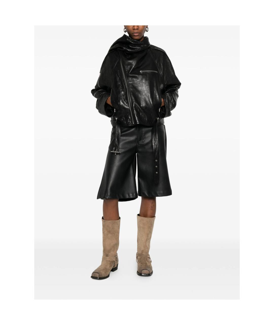 RICK OWENS Черная кожаная куртка, фото 3