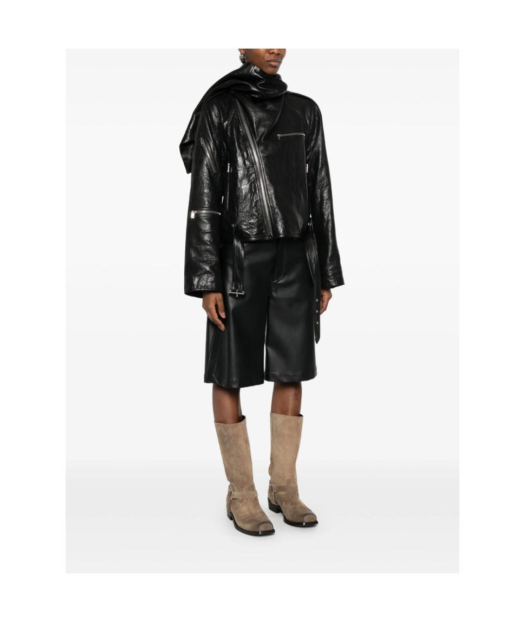 RICK OWENS Черная кожаная куртка, фото 5