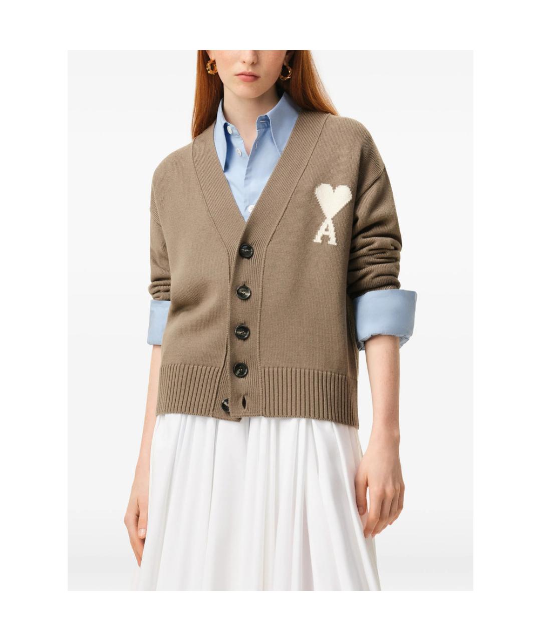 Ami Paris Коричневый шерстяной кардиган, фото 5
