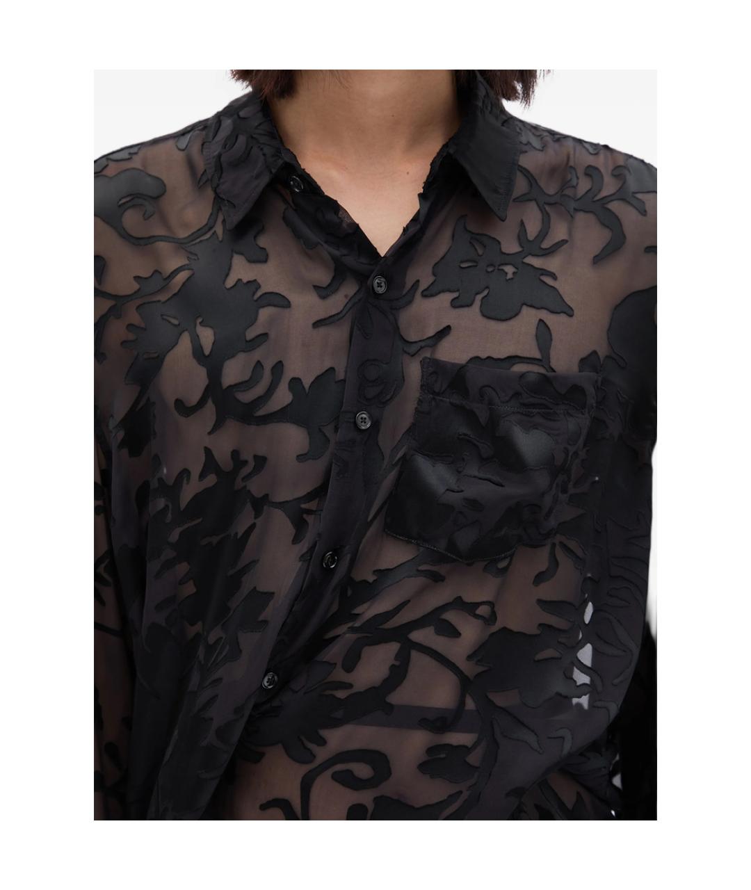 ANN DEMEULEMEESTER Черная шелковая классическая рубашка, фото 2