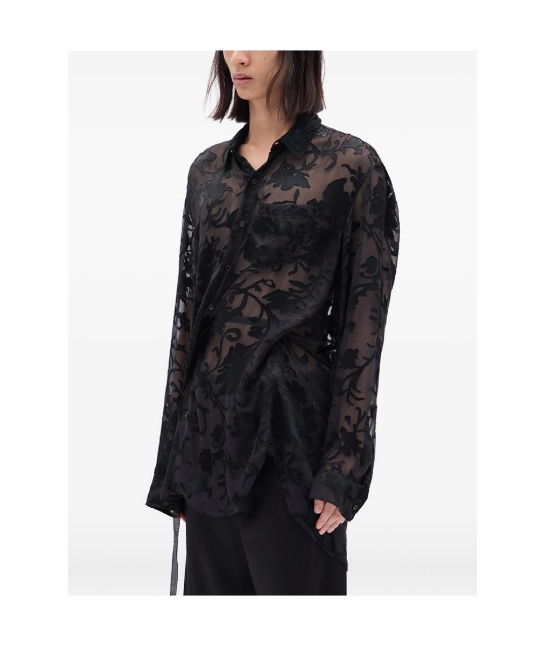 ANN DEMEULEMEESTER Черная шелковая классическая рубашка, фото 4